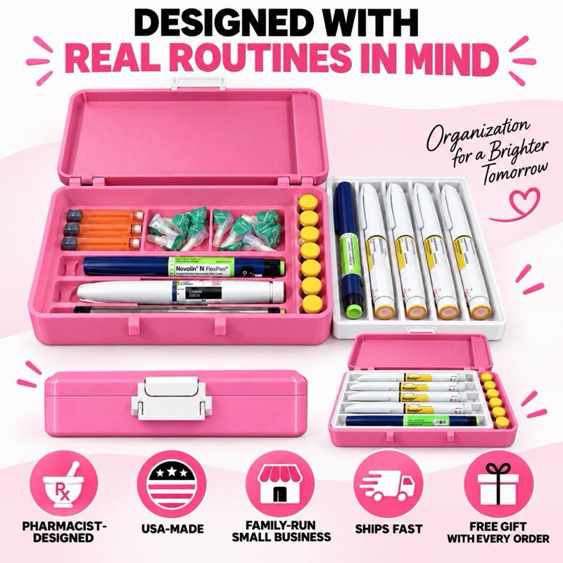 All-in-One Pep Pen & 3 mL Vial Storage Case | Removable 5-Pen Insert | Holds 8 Pens + 7 Vials
