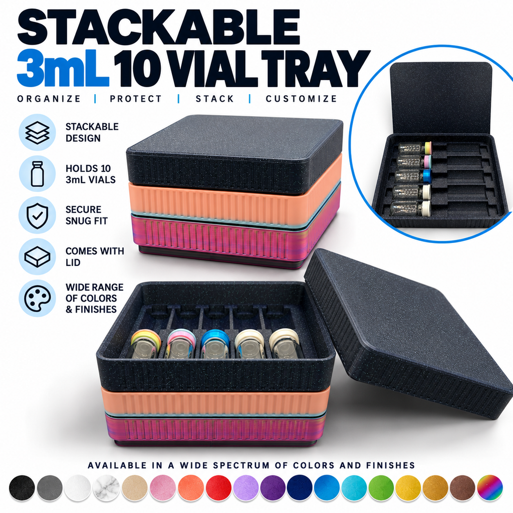 Stackable 3mL 10 Vial Peptide Tray